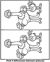 Spot differences between pictures for kids with ostrich