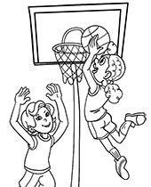 Girls basketball game coloring pages