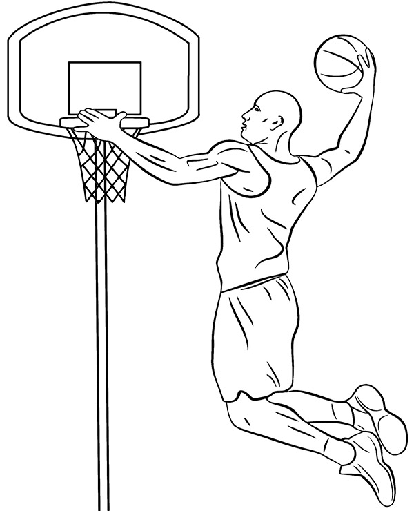 Basketball slam dunk coloring sheet