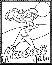 Hawaii Aloha coloring page with Barbie