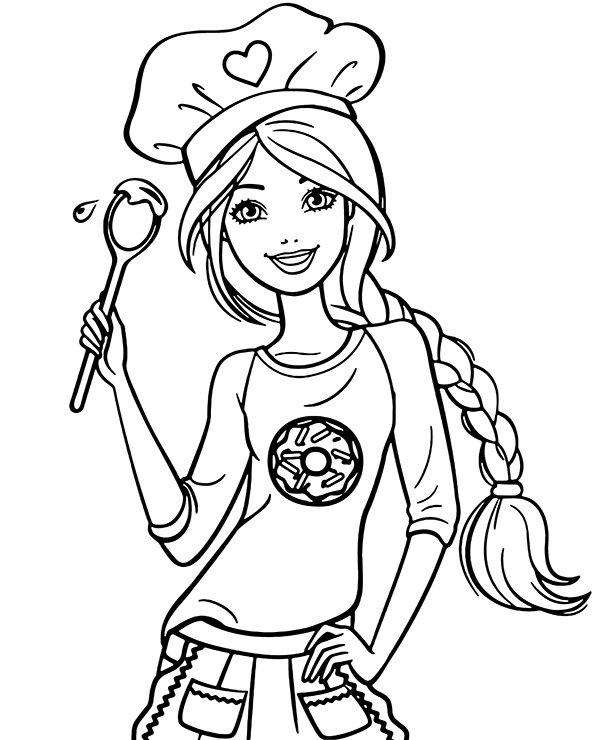 Barbie cook coloring page to print