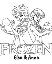 Elsa with Anna coloring page for girls