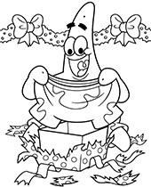 Spongebob Christmas coloring page with Patrick