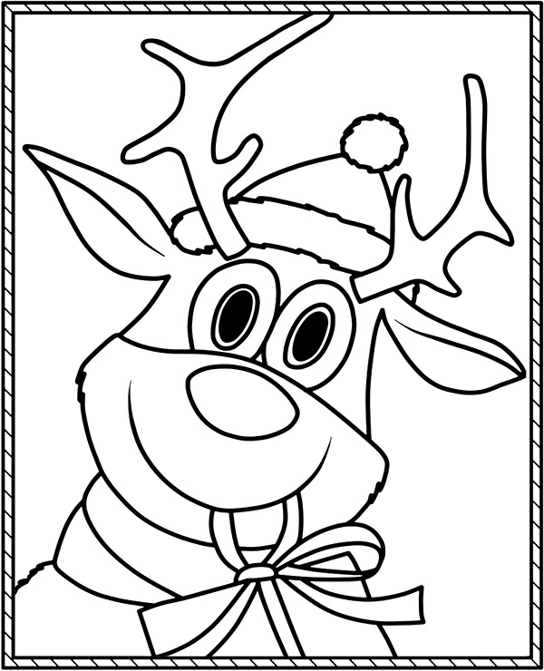 Smiled raindeer coloring page for Christmas - Topcoloringpages.net