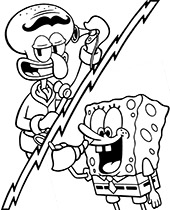 Squidward and Spongebob coloringpages for children