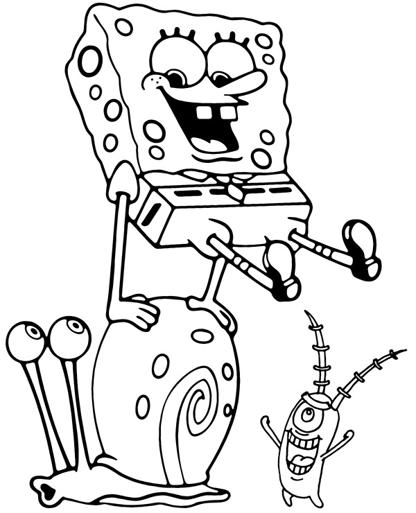 spongebob gary coloring page