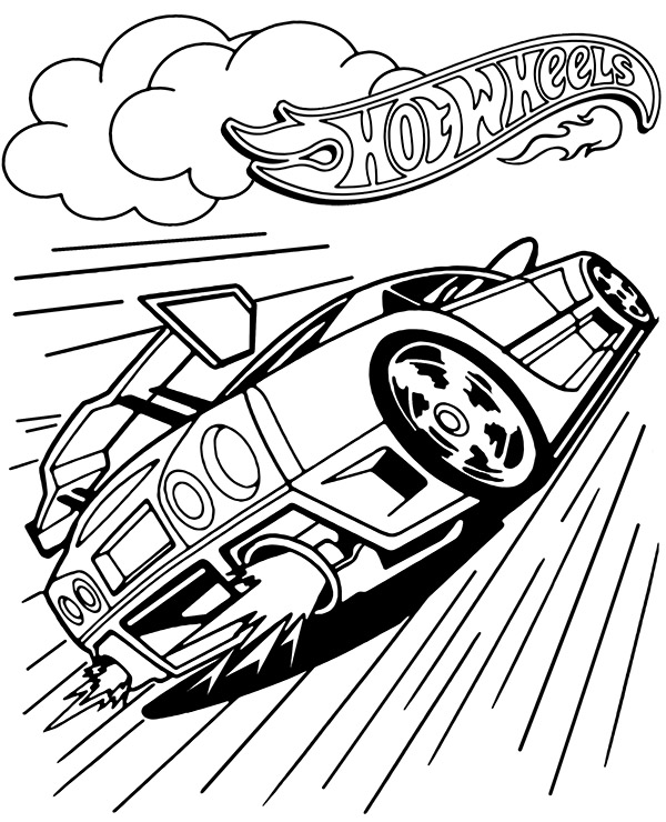 Hot Wheels car back coloring page