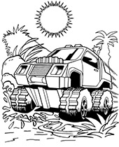 Off-road vehicle in mud coloring page