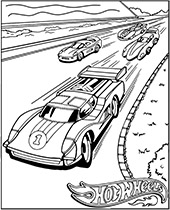 Free coloring page with a car race