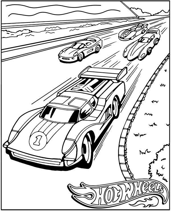 Hot Wheels race coloring sheet