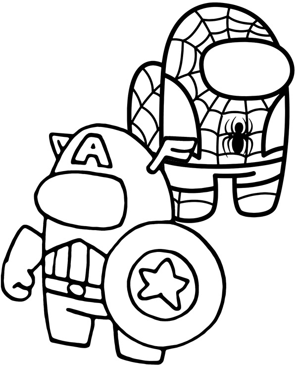 among us spiderman coloring pages