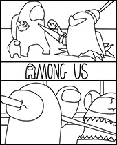 Among Us coloring pages two in one