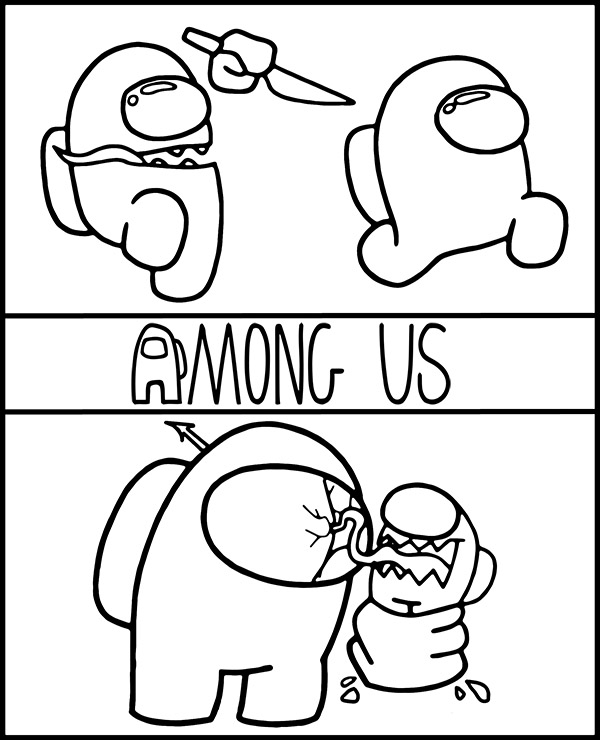 Action coloring page Among Us