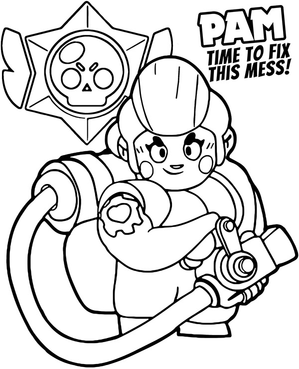 Pam coloring page Brawl Stars picture