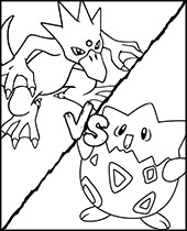 Double Pokemon coloring sheet featuring Togepi and Golduck