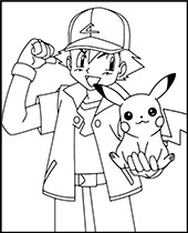 Top Pokemon coloring page with Ash and Pikatchu