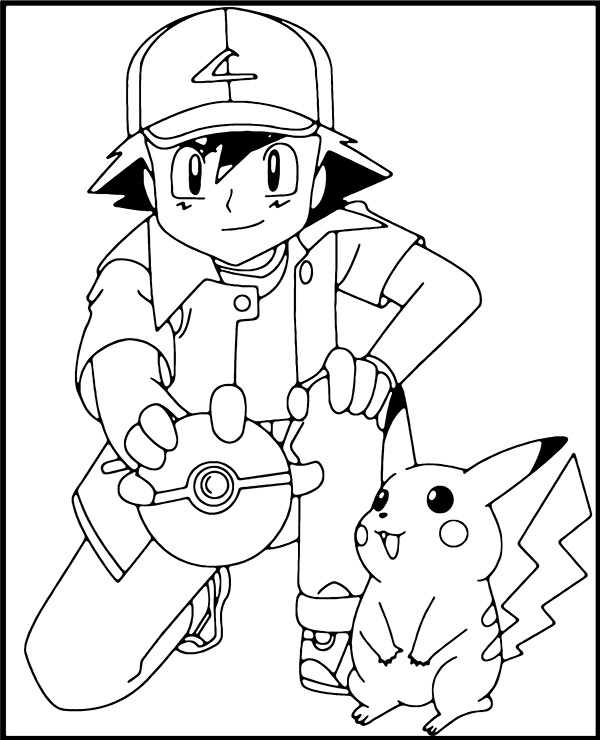 Free Pokemon coloring page Ash & Pikachu