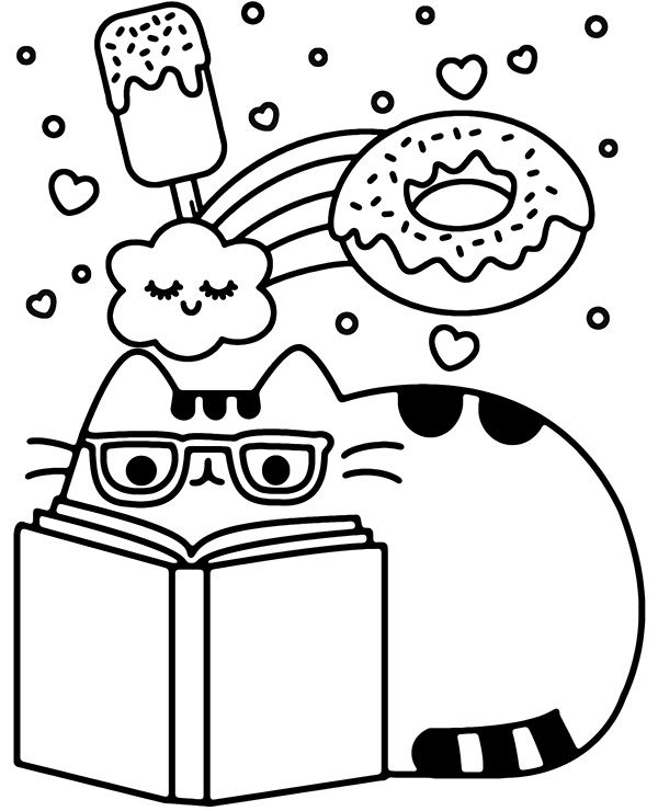 Pusheen coloring page to print