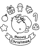 Christmas symbols coloring pages Pusheen