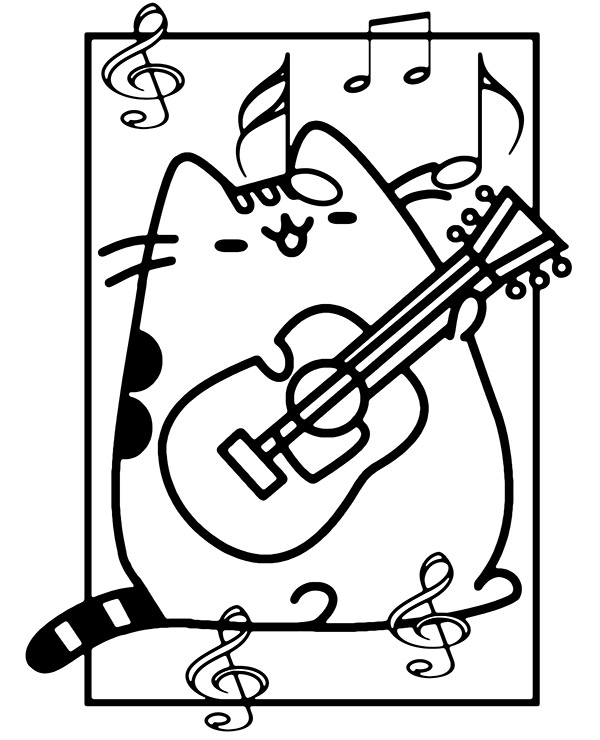 Funny Pusheen picture for coloring