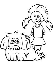 Girl with dog coloring sheets