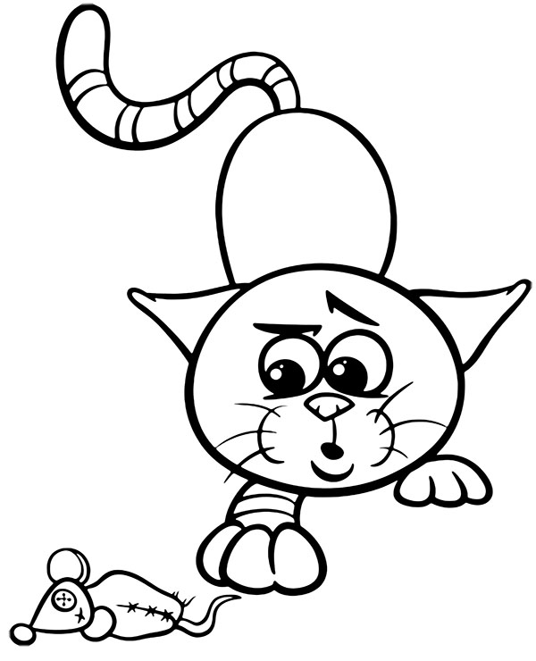 Funny coloring page with a cat and a mouse