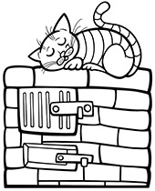 Sleeping cat coloring page for kids
