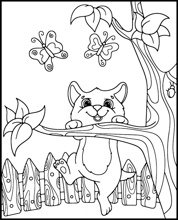 Little cat coloring sheet for children