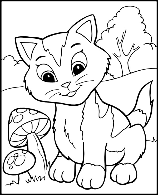 Cute cat coloring page for children