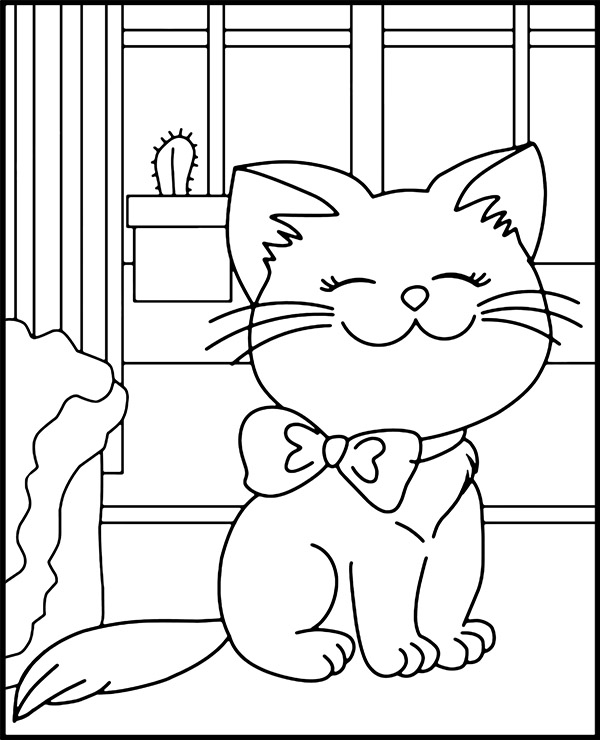 Anime cat coloring page to print