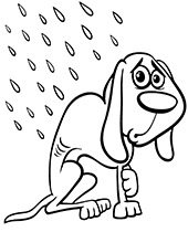 DOg in the rain coloring picture