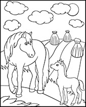 Wild horses coloring sheet to print