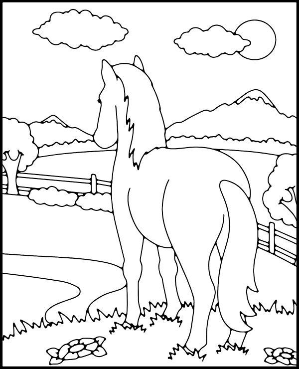 Horse back coloring page