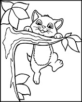 Cat on a tree coloring sheet