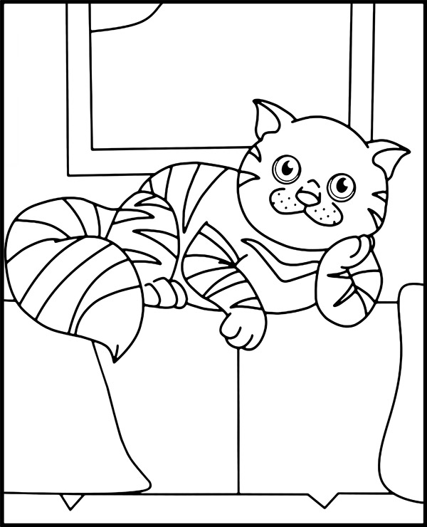 Lazy cat coloring sheet page