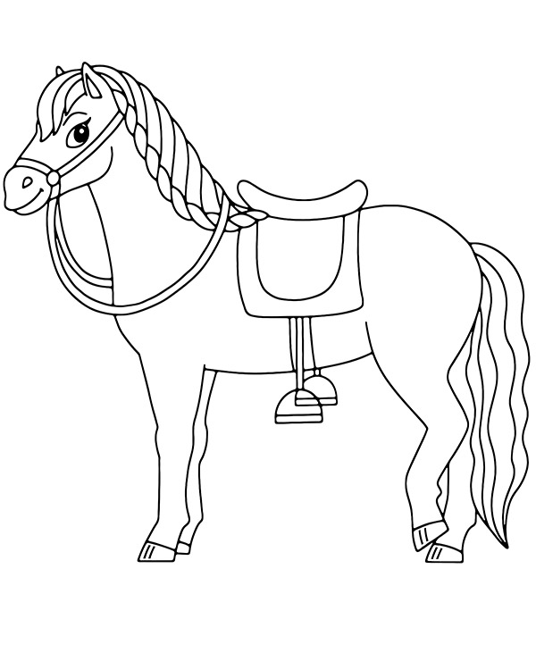Fairy tale horse saddled coloring page