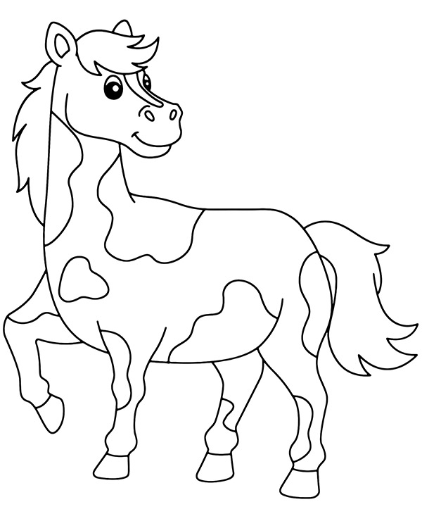Paint horse coloring page for kids