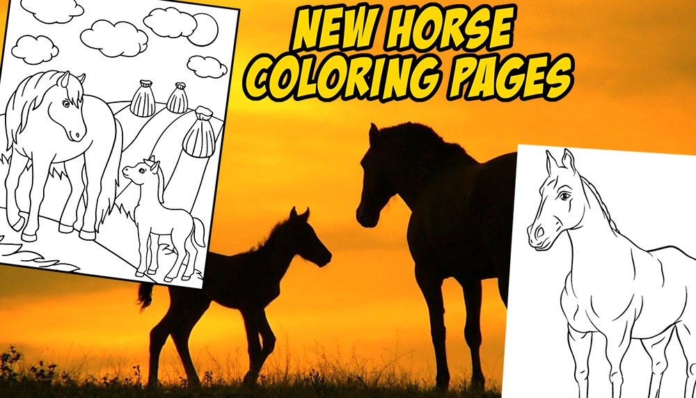 New horse coloring pages sheets baner
