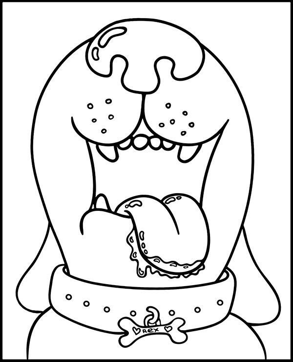 Funny dog face coloring page
