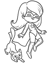 Supercat & superwoman coloring page for kids