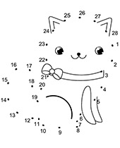 Dot to dot printable picture kitty