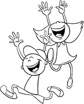 Happy boy and girl coloring page