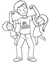 Dad with kids coloring page Father's Day
