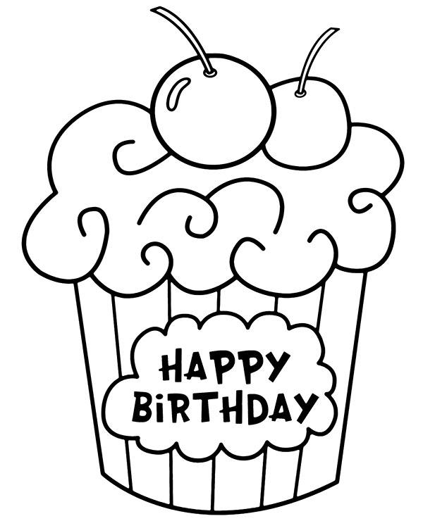 Birthday cupcake coloring sheet - Topcoloringpages.net