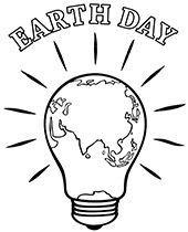 Earth Day bulb printable coloring sheet