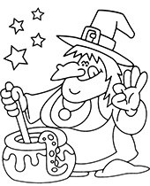 Funny witch coloring sheets for Halloween