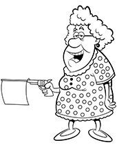 Funny coloring page with grandma