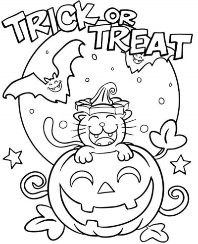 Trick or treat coloring page for Halloween - Topcoloringpages.net