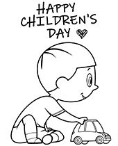Boy with a toy coloring pages