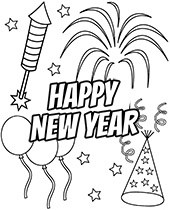 Happy New Year printable coloring sheet